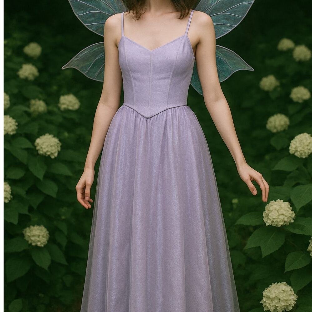 Vintage Windsor Corset Midi Dress Fairy Iridescent Purple Formal Renaissance